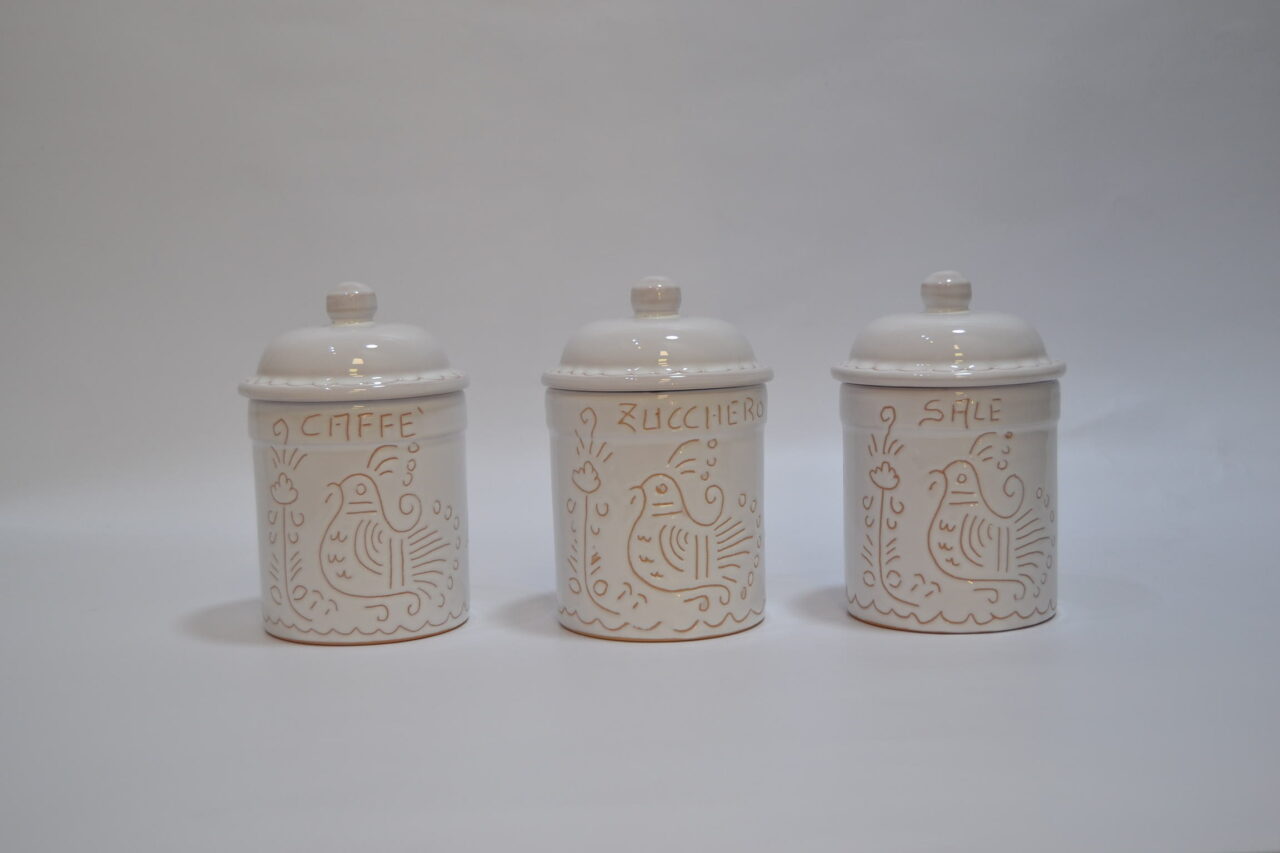 tris barattoli zucchero caffè sale stile maioliche marrakech in ceramica elegante e raffinato set porterà funzionalità e moda nella tua cucina mantenendo il contenuto fresco più a lungo 