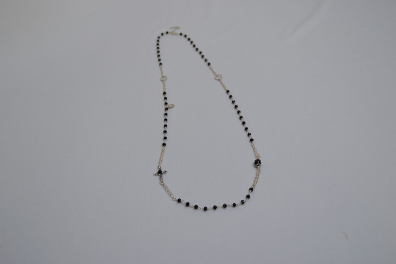 Collana rosario in argento con le sfere in onice