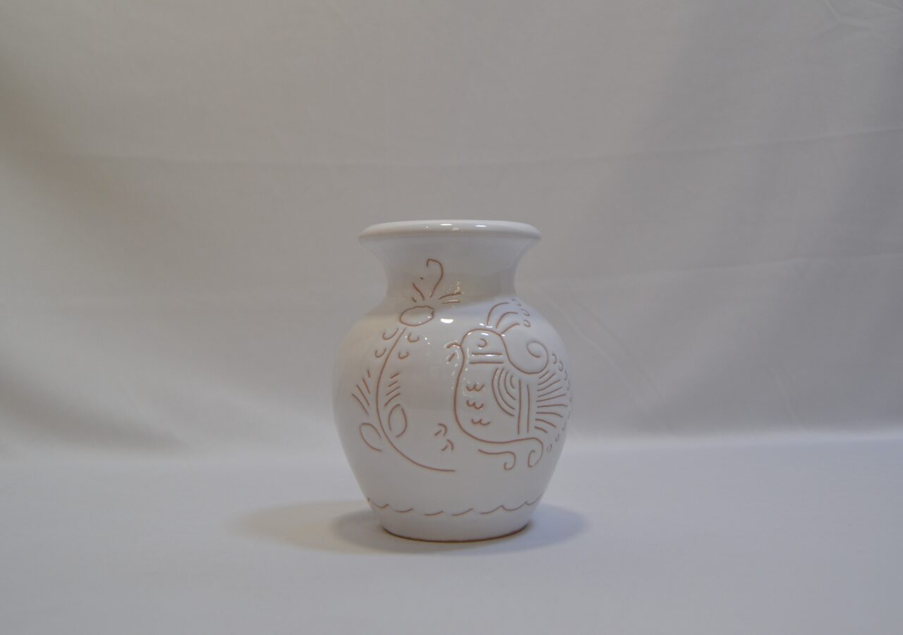Vaso in ceramica con incisione gallinella di Artis